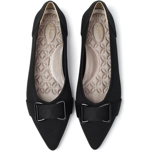 Shoes - Women's Pointed Toe Flats Arch Support Dress Shoes Work Causal Ballets Black